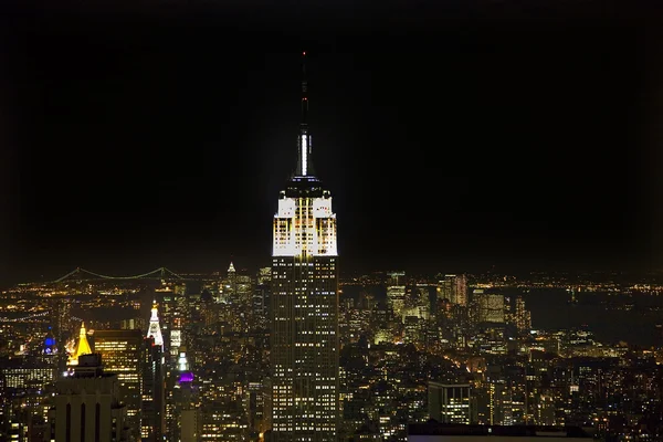 Нью-Йорк Skyline Empire State Building Night — стоковое фото