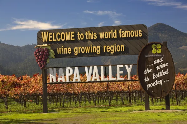 Vstupní znak vinice napa Kalifornie — Stock fotografie