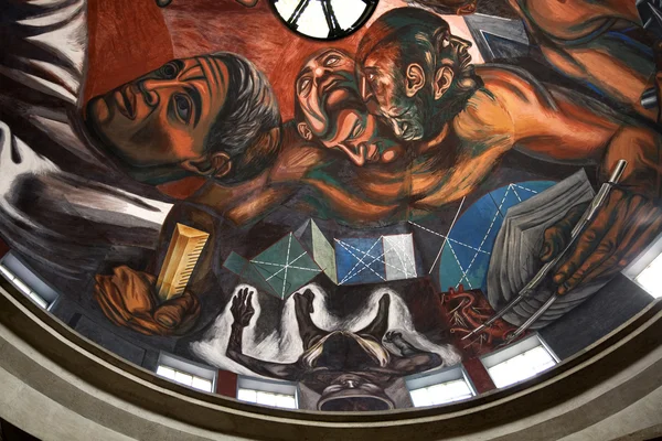Orozco muurschildering Universiteit van guadalajara lege geleid persoon — Stockfoto