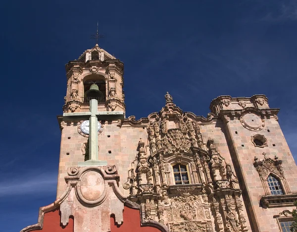 Cross Bell Steeple Valencia Church Guanajuato Mexico — Stock Photo, Image
