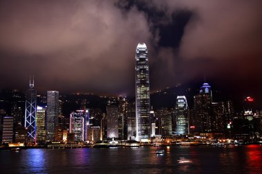 Hong Kong Harbor at Night from Kowloon clipart