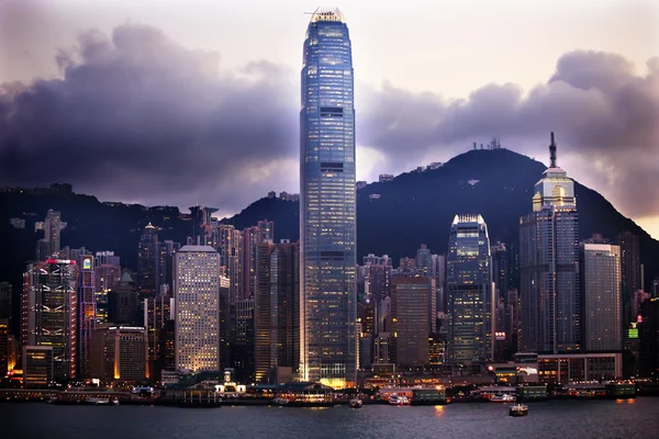 Hong kong hafen abend von kowloon — Stockfoto