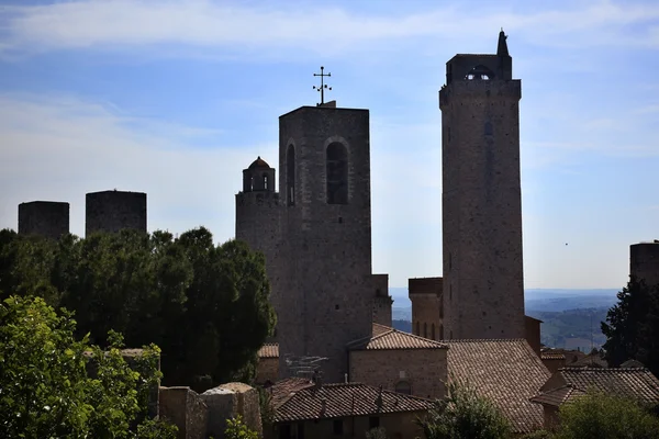 Tours médiévales en pierre San Gimignano Toscane Italie — Photo