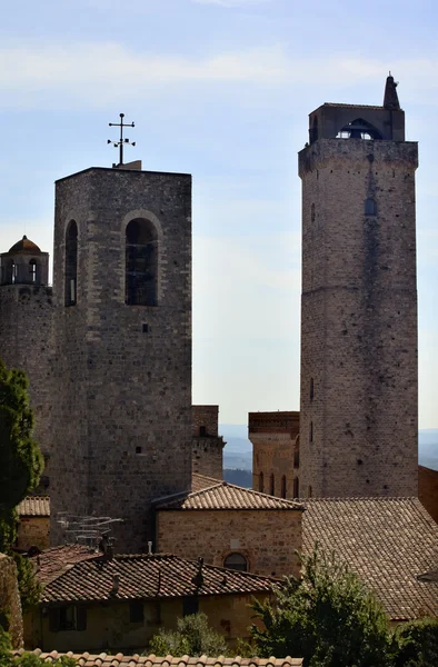 Torri medievali in pietra San Gimignano Toscana Italia — Foto Stock