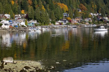 Deep Cove Harbor Raft Boat Reflections Vancouver BC Canada clipart