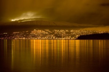 North Vancouver At Night Under Lights of Cyrpress Ski Resort clipart