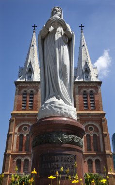 Notre Dame Catherdral Vigin Mary Statue Saigon Vietnam clipart