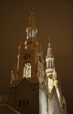 Saint peter paul Katolik kilise steeples gece san francisco ca