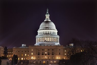 US Capitol Dome Houses of Congress Night Washington DC clipart