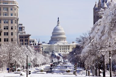 US Capital Pennsylvania Avenue After the Snow Washington DC