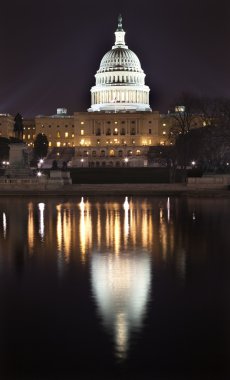 US Capitol Night Washington DC with Reflection clipart