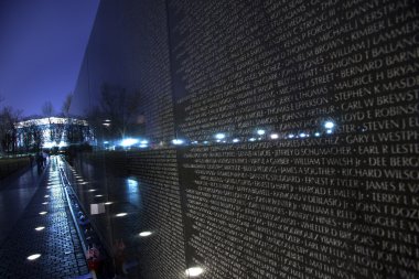 Lincoln Monument Reflection Vietnam Memorial Black Wall, Night W clipart