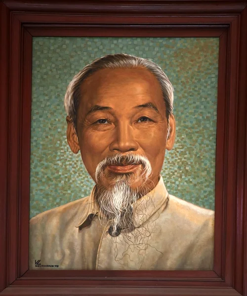 Ho chi minh schilderij oude algemene post office, buu dien trung tam — Stockfoto