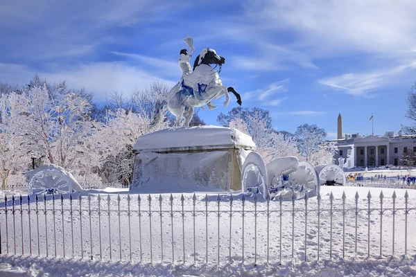 Jackson Estatua Cánones Lafayette Park Abstracto Casa Blanca Después — Foto de Stock