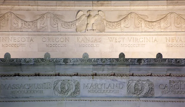Lincoln Memorial Detalles de cerca Mármol Águila Washington DC — Foto de Stock