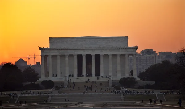 Pomnik Lincolna washington dc zachód słońca — Zdjęcie stockowe