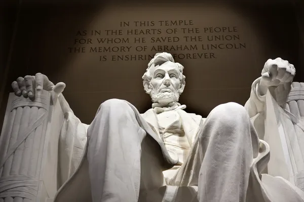 Estatua blanca de Lincoln Primer plano Memorial Washington DC —  Fotos de Stock