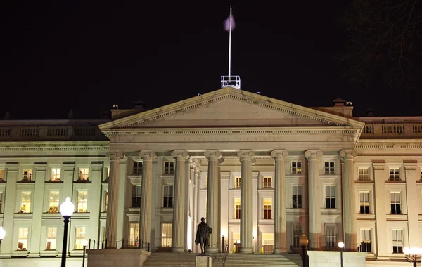 Departamento do Tesouro dos EUA Alexander Hamilton Estátua Washington DC — Fotografia de Stock