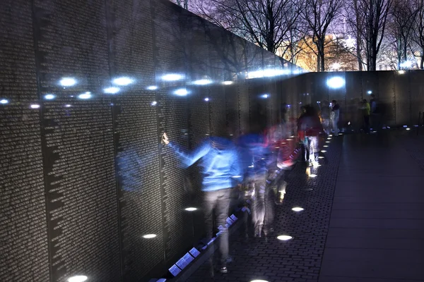 Vietnam Memorial Black Wall, Noche Washington DC — Foto de Stock