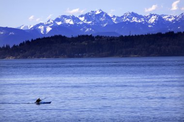 Kayak Puget Sound, Olympic Mountains Edmonds, Washington clipart