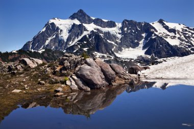 Mount Shuksan Blue Snow Pool Artist Point Washington State USA clipart