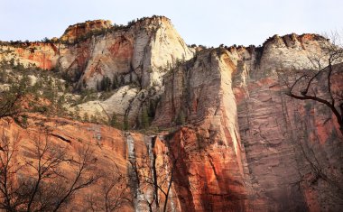 Temple of Sinawava Red Rock Wall Zion Canyon National Park Utah clipart