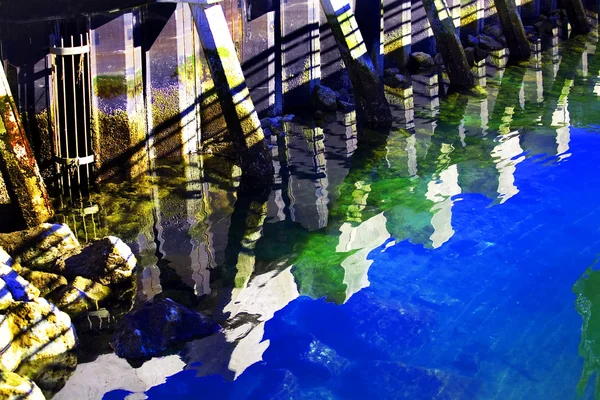 Pier Reflctions Abstract Edmonds Washington — Stockfoto