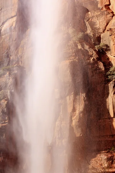 Falling Water Weeping Rock Waterfall Red Rock Wall Zion Canyon N — Stock Photo, Image