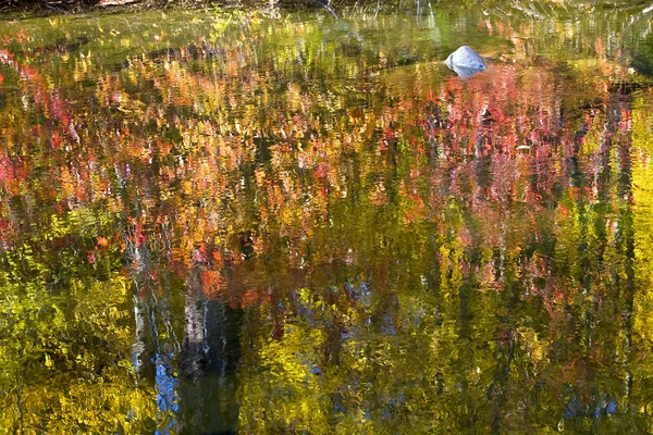 Podzim barvy wenatchee river odrazy abstraktní stevens pass le — Stock fotografie