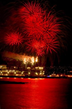 Red Fireworks Vancouver Harbor British Columbia clipart