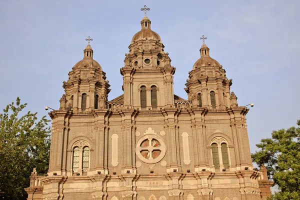 St joseph kyrkan wangfujing katedralen fasad basilikan beijing — Stockfoto