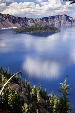 Crater Lake Reflection Clouds Blue Sky Oregon clipart