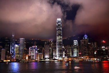 Hong Kong Harbor at Night from Kowloon clipart