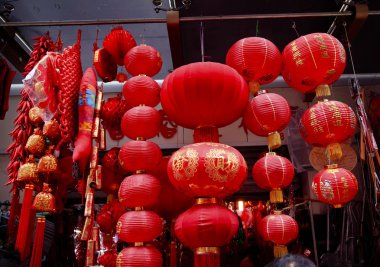Chinese Red Lanterns Decorations Yuyuan Shanghai China clipart