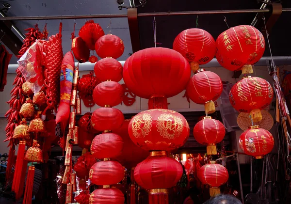 Китайские красные фонари Украшения Yuyuan Шанхай Китай — стоковое фото