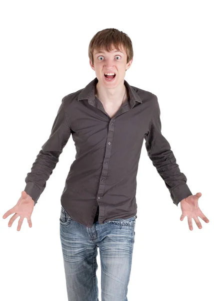 stock image A young man in a gray shirt