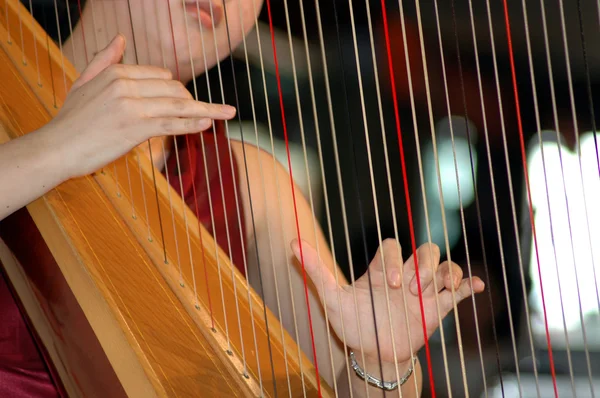 stock image Playing the harp