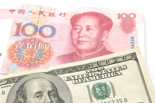Доллар США против юаня — стоковое фото
