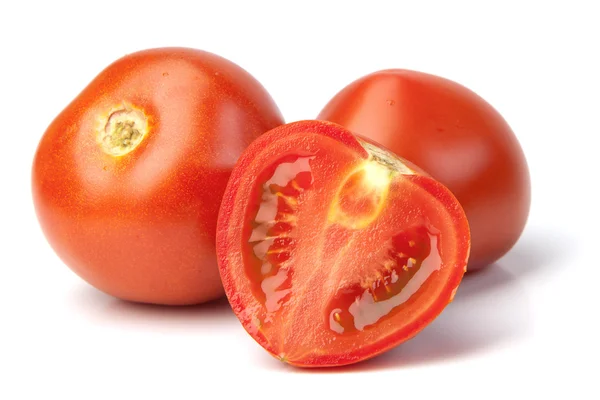 Trzy czerwone pomidory warzyw z cięcia — Zdjęcie stockowe