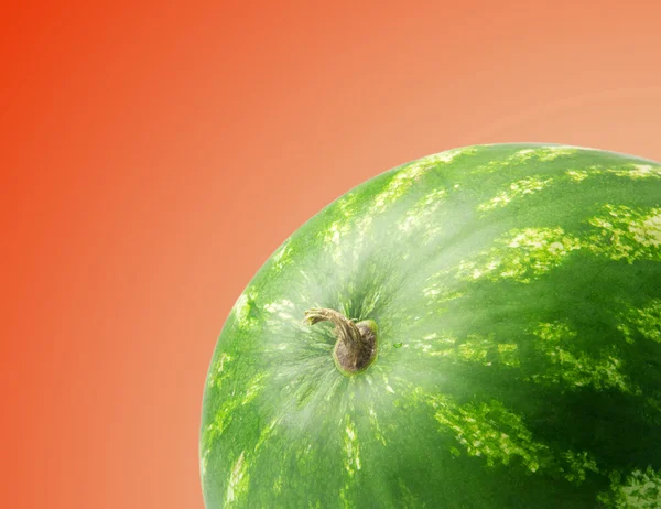 Mogen vattenmelon på en röd bakgrund — Stock fotografie