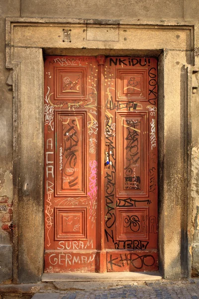 stock image Old red door