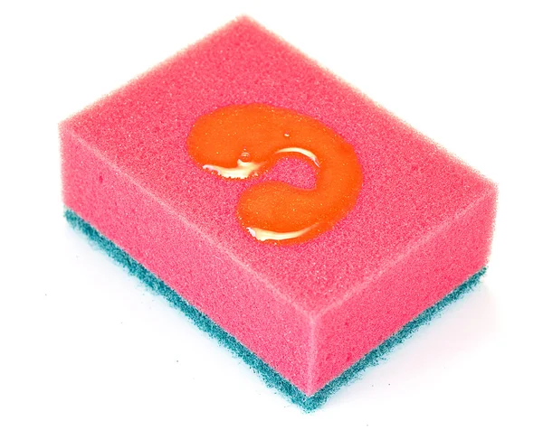 Red sponge isolated on a white background — Stock Photo, Image