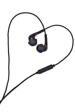 Audio earphones in shape of heart clipart