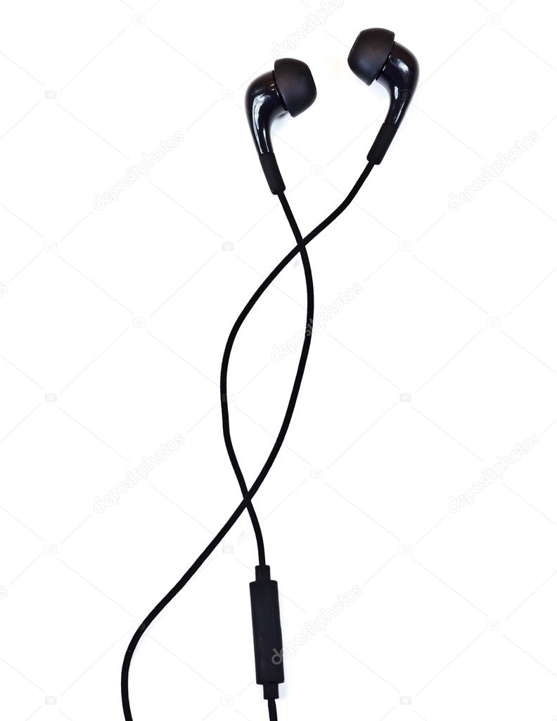 Audio earphones on white background