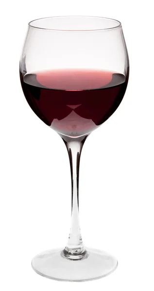 Kieliszek czerwonego wina na białym tle i delikatny cień. — Zdjęcie stockowe