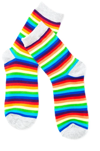 Multicolor kind de gestreepte sokken geïsoleerd — Stockfoto