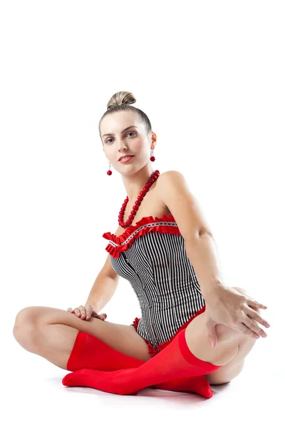 Donna sexy con corsetto — Foto Stock