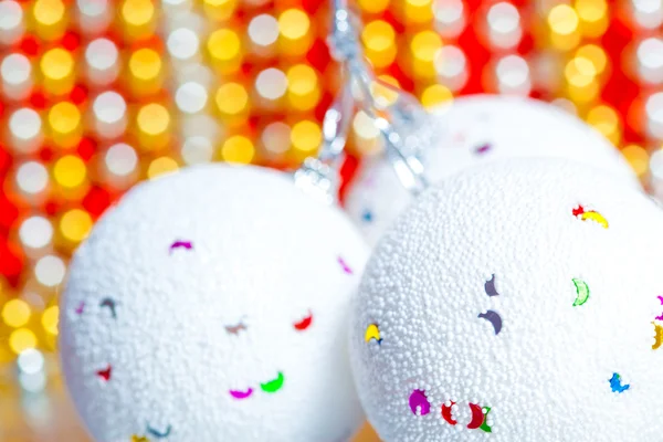 Snowball like fir decoration on blurry background — Stock Photo, Image