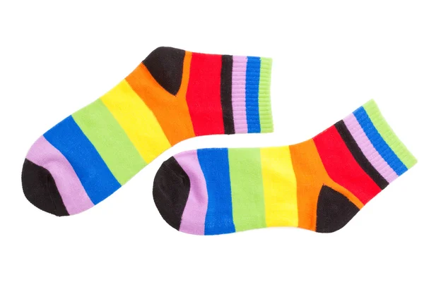 Багатобарвні дитячі смугасті шкарпетки ізольовані — стокове фото