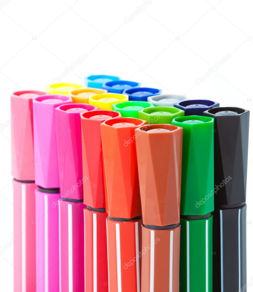 Colored marker pens isolated on white background. — Stock Photo